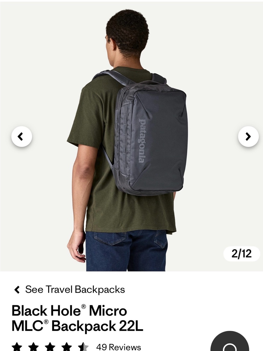 Patagonia Black Streamlined Daypack Black hole micro MLC backpack 22L